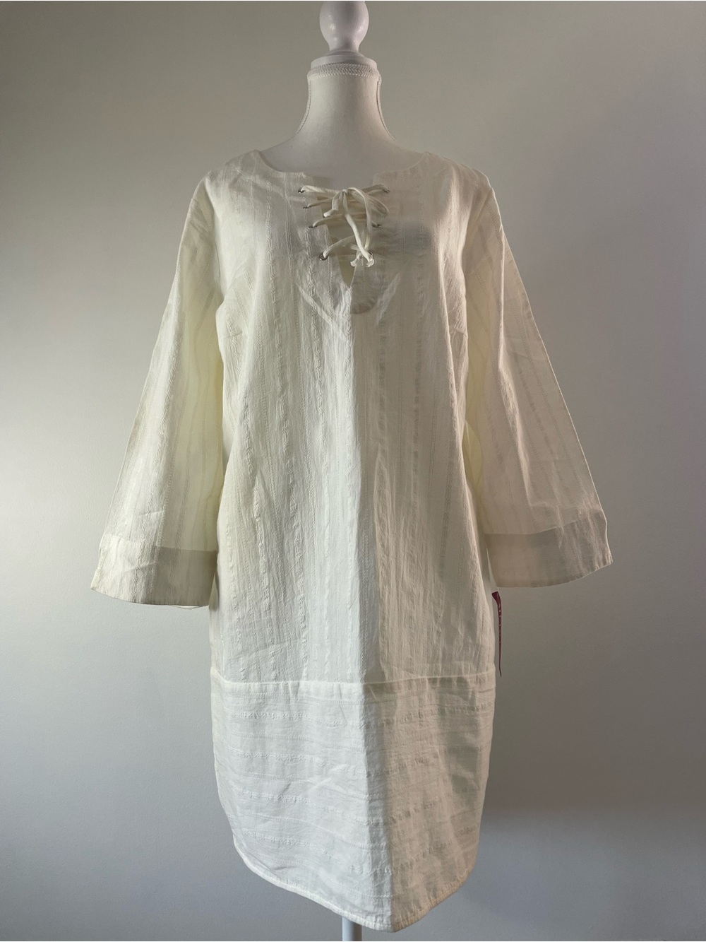 NEW Lace-Up Swim Coverup Cream 100% Cotton Merona Women’s XL